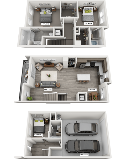 A set of four images showing different floor plans of a house.